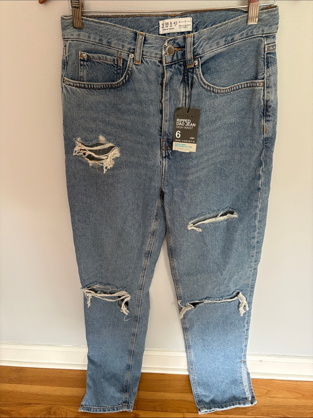 Primark Light Blue Ripped Relaxed Mom Jeans